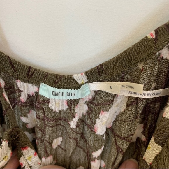 Anthropologie Kimchi Blue Olive Floral Cropped Gaucho Jumpsuit - Picture 7 of 9